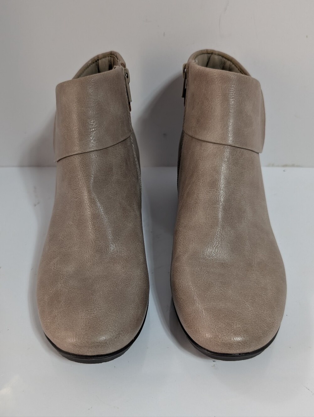 Kim Rogers Taupe Tan Fold-Top Ankle Booties